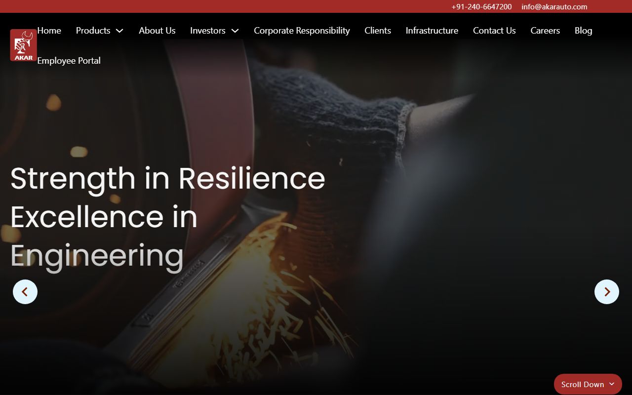 Akar Auto Industries website preview